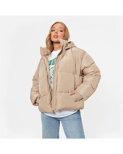 I Saw It First Regular Hooded Zip Through Padded Coat - Natural