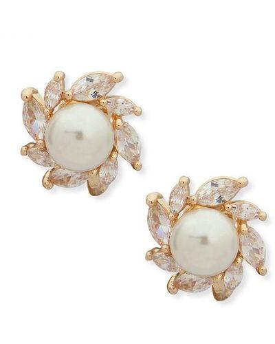 Anne Klein Ladies Basic Ak Pearl Earrings - Metallic