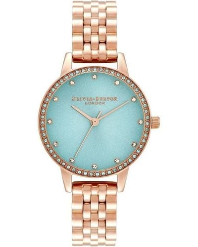 Olivia Burton Ladies Sparkle Midi Rose Gold Watch - Blue