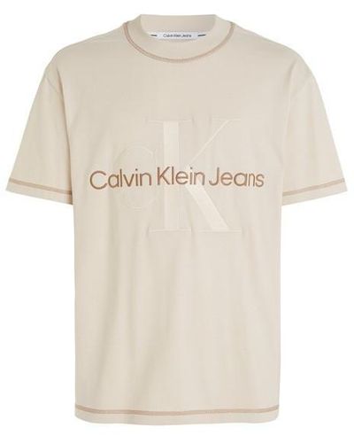 Calvin Klein Wash Monologo Tee - Natural