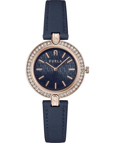 Furla Ladies Milano Rose Gold Watch Ww00002006l3 - Blue