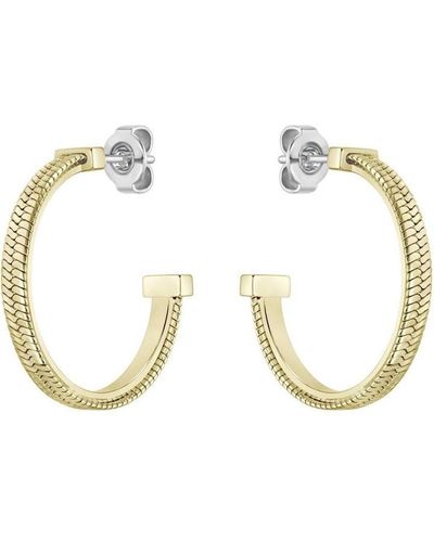 BOSS Ladies Zia Light Yellow Gold Ip Hoop Earrings - Metallic