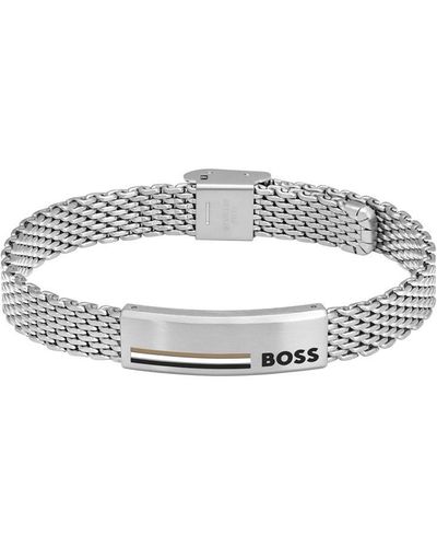BOSS Gents Alen Stainless Steel Mesh Bracelet - Metallic