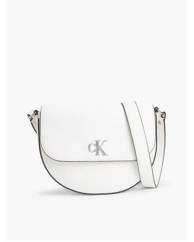 Calvin Klein Monogram Saddle Crossbody Bag - White