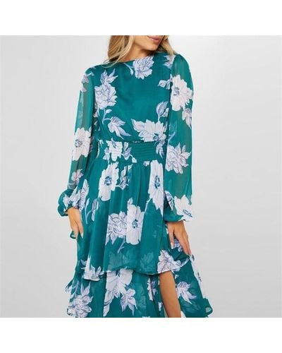 I Saw It First Floral Ruched Bust Midaxi Dress - Blue