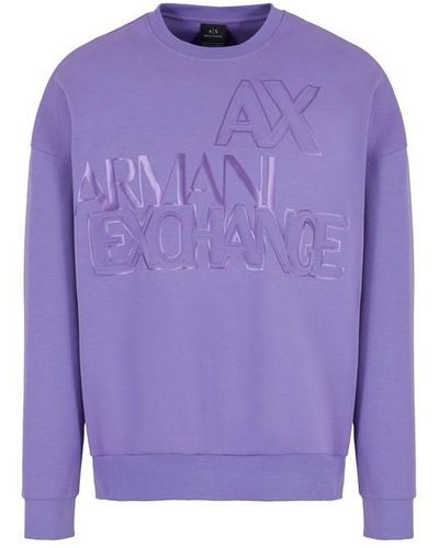 Armani Exchange Outline Crew Sweatshirt - Purple