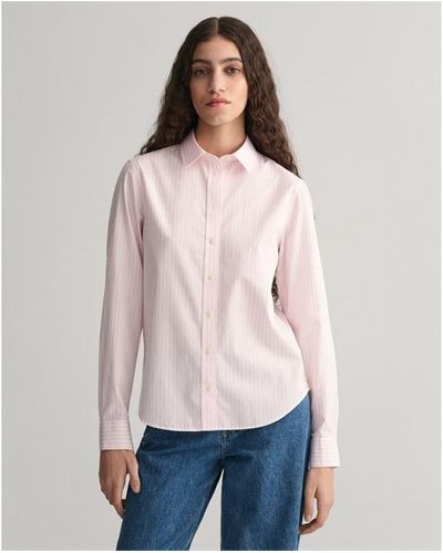 GANT Reg Poplin Striped Shirt Light Pink