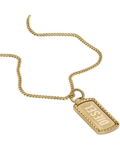 DIESEL Dx1456710 Necklace Dog Tag Stainless Steel Gold-coloured - Metallic