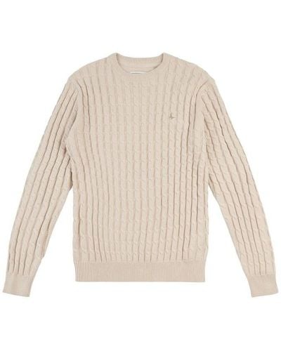 Jack Wills Marlow Merino Wool Blend Cable Knitted Jumper - White