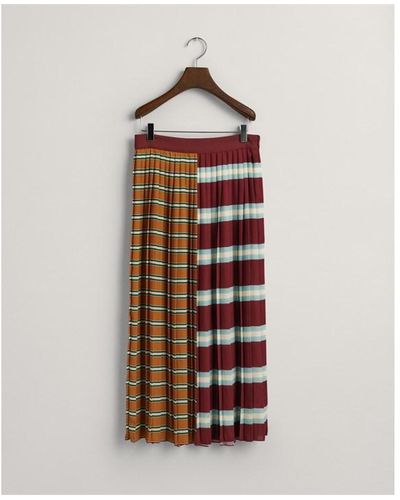 GANT Striped Pleated Skirt - Brown