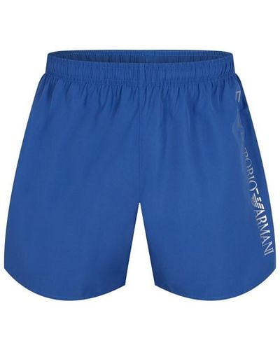 EA7 Logo Print Swim Shorts - Blue