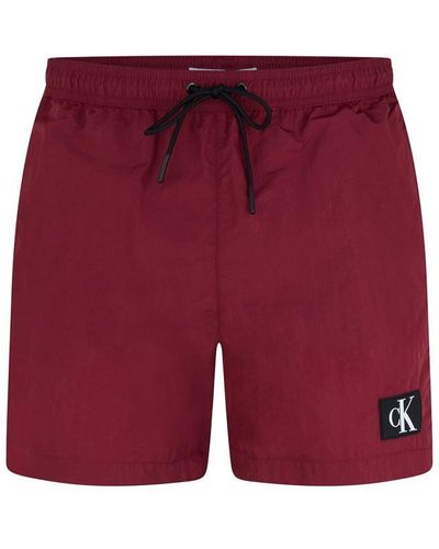 Calvin Klein Medium Drawstring Swim Shorts - Red