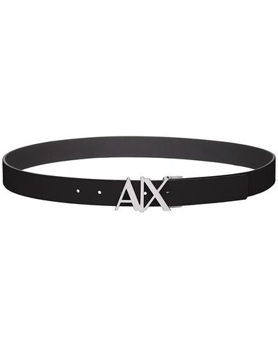 Armani Exchange Armani Cut Out Large Logo Belt - Black