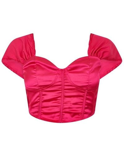I Saw It First Drape Sleeve Corset Top Co-ord - Pink