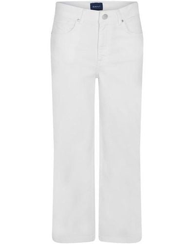 GANT Cropped Wide Leg Jeans - White