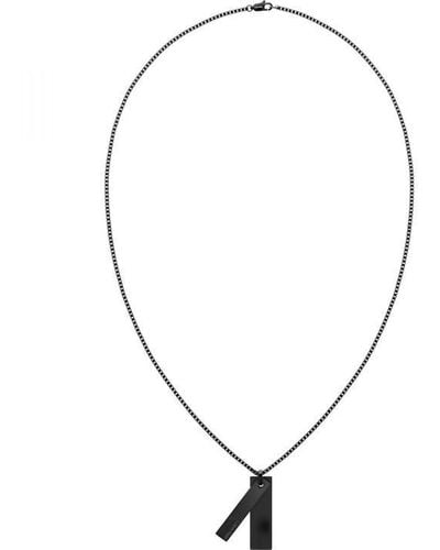 Calvin Klein Black Ip Dog Tag Necklace - Metallic