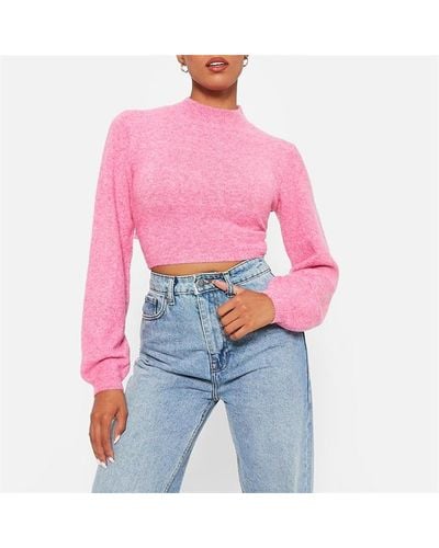 I Saw It First Recycled Knit Blend Tie Back Jumper - Pink