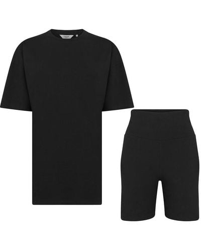 Firetrap T Shirt And Shorts Set Ladies - Black