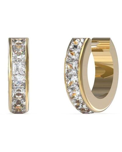 Guess Ladies Gold Plated Crystal Huggie Earrings - Metallic