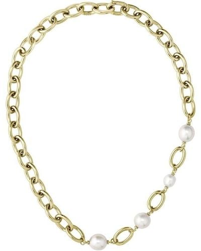 BOSS Ladies Leah Light Yellow Gold Pearl Necklace - Metallic