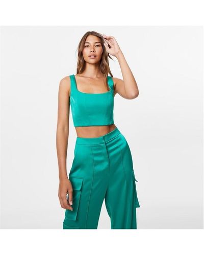 Jack Wills Satin Corset Top - Green