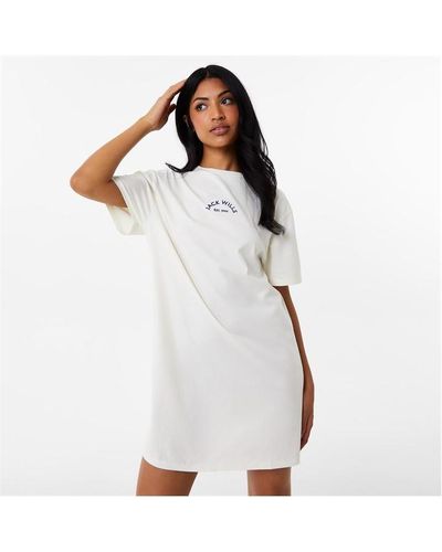 Jack Wills Logo T-shirt Dress - White