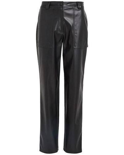 Calvin Klein Faux Leather High Rise Straight - Grey