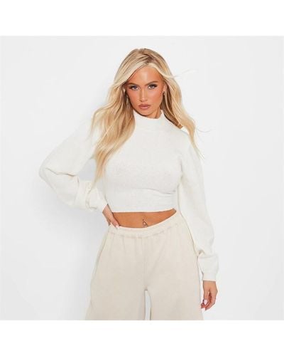 I Saw It First Recycled Knit Blend Tie Back Jumper - White