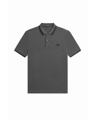 Fred Perry Short Sleeve Twin Tipped Polo Shirt - Grey