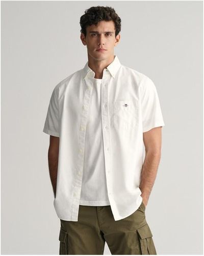 GANT Reg Oxford Ss Shirt Milky Matcha S - White