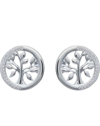 Unique And Co Ladies Unique & Co Sterling Stud Earrings With Cz - Metallic