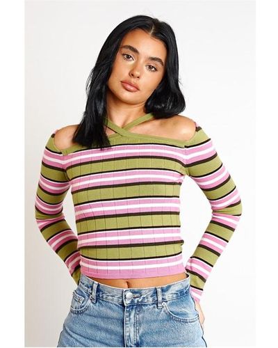 Daisy Street Cold Shoulder Top - Pink