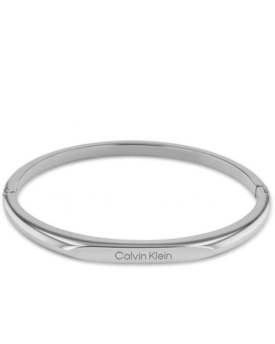 Calvin Klein Ladies Silver Tone Bangle 35000045 - Metallic