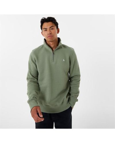 Jack Wills Barchester Quarter Zip Sweatshirt - Green