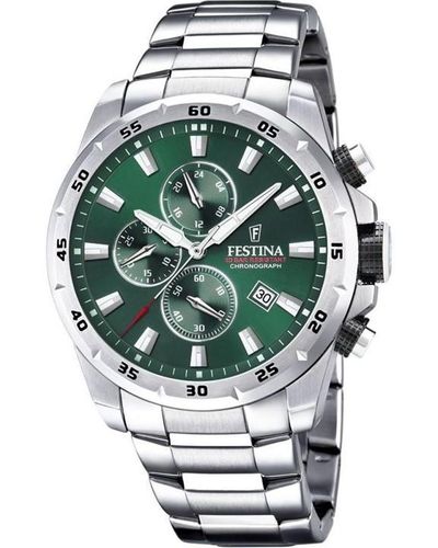 Festina Stainless Steel Green Dial Watch