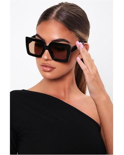 I Saw It First Oversized Cat Eye Sunglasses - Black