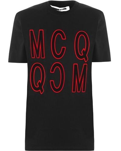 McQ Velvet Reverse Logo T Shirt - Black