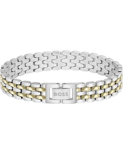 BOSS Ladies Isla Tone Gold And Steel Bracelet. - Metallic