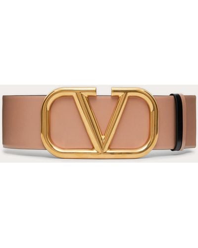 Valentino Garavani Reversible Vlogo Signature Belt In Glossy Calfskin 70mm - Multicolour