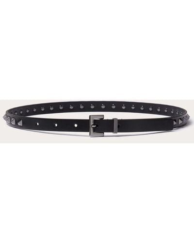 Valentino Garavani Rockstud Belt In Shiny Calfskin 15 Mm - Black