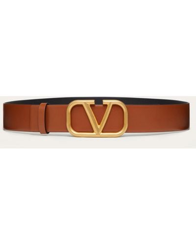 Valentino Garavani Vlogo Signature Calfskin Belt 40 Mm - Brown