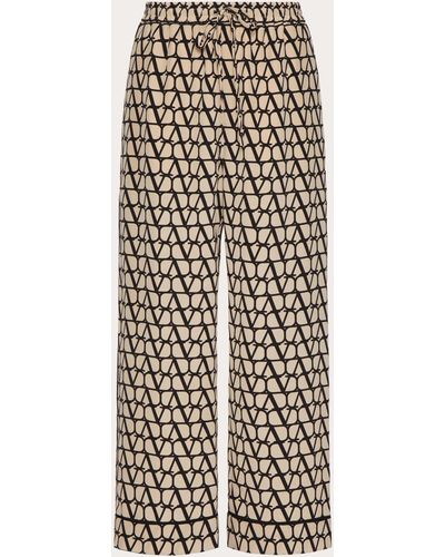 Valentino Crepe De Chine Toile Iconographe Trousers - White