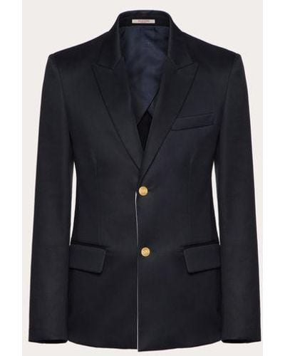 Valentino Single-breasted Cotton Jacket - Blue