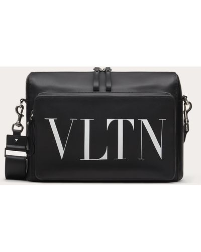 Valentino Garavani Leather Vltn Messenger Bag Man Black Calfskin 100% Onesize