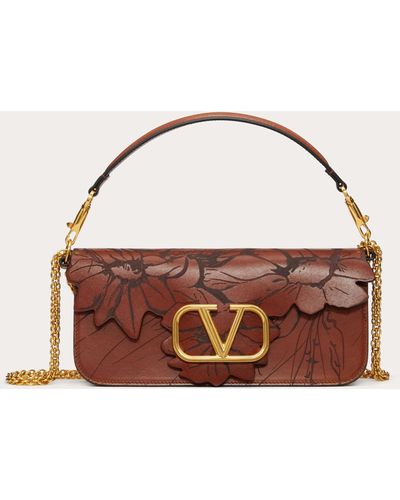 Valentino Garavani Locò Shoulder Bag With Floral Pattern - Brown