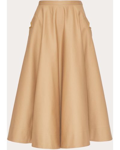 Valentino Stretch Cotton Midi Skirt - Natural