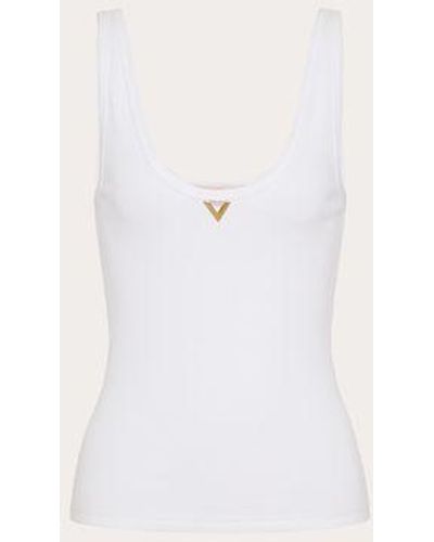 Valentino Top in ribbed cotton - Neutro