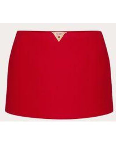 Valentino Texture Double Crepe Skirt - Red