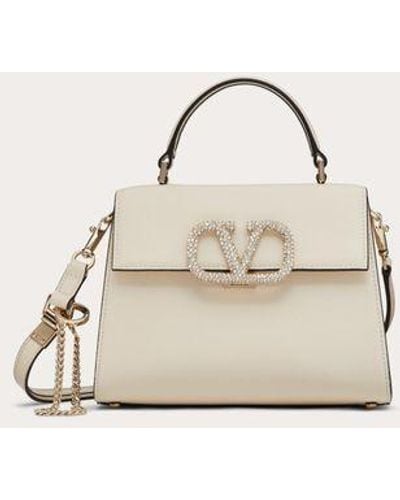 Valentino Garavani Small Vsling Handbag With Jewel Logo - Natural