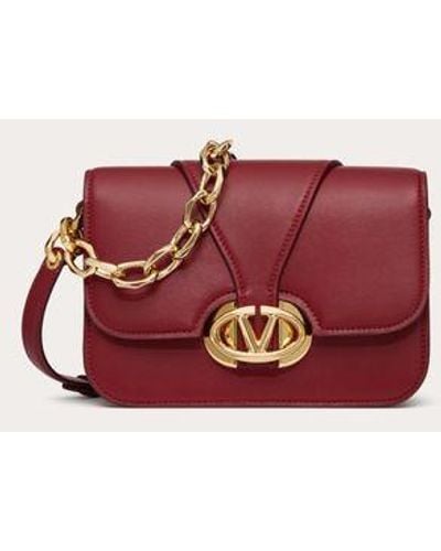Valentino Garavani Vlogo O'clock Small Nappa Leather Shoulder Bag With Chain - Red